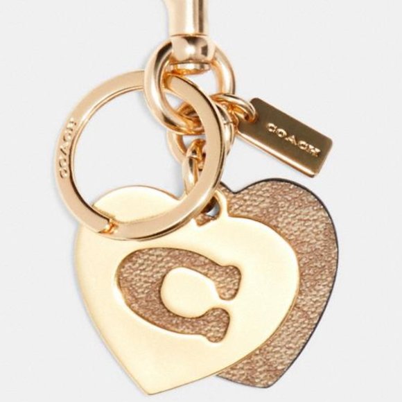 NWT! COACH SIGNATURE HEART KEYCHAIN CHARM FOB - Picture 1 of 7